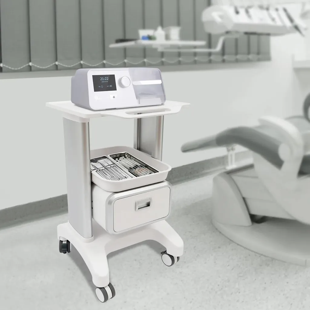 Guéridon à instruments de salon et clinique blanc avec 2 tablettes