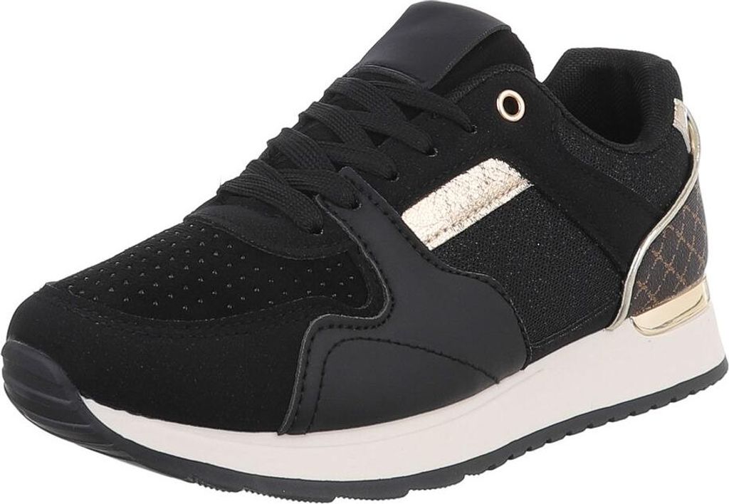 Ital-Design Damen Freizeitschuhe Wildlederoptik, Lederoptik, Synthetikoptik Sneakers Low 90169700 Schwarz Gr. 37