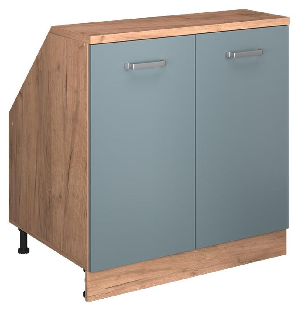 Dachschrägenschrank Vicco Rion Blau-Grau 80 x 81.6 cm mit 2 Türen, Schrankkorpus 60 cm Tiefe, Model 60198