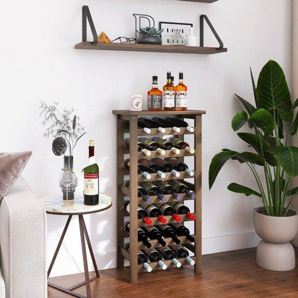 Wijnrek aus Walnuss für Hausbar - schlichtes Design 24 x 93,47 x 44,07 cm
