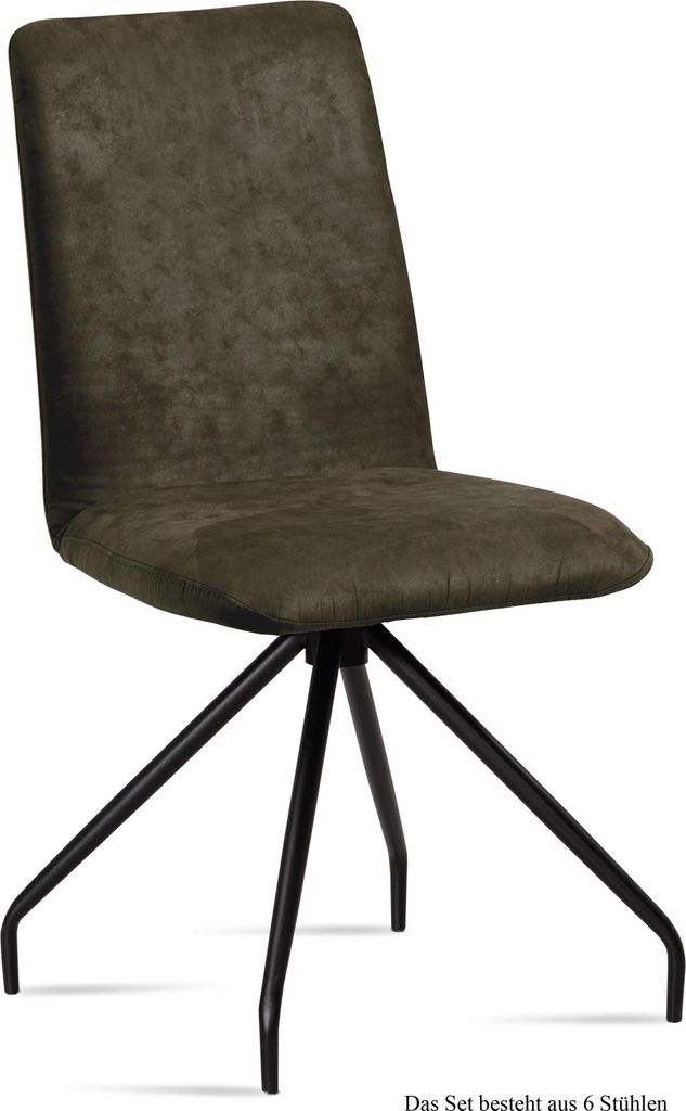 Esszimmerstuhl (6er-Set) Desiri 47x92x60 Schwarz/Khaki