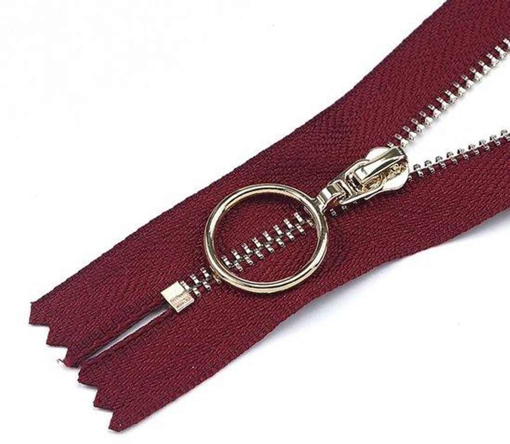 Sechsfachige Metall-Nylon-Reißverschlüsse, 38 mm breit, für Jacken, Taschen, Sweatshirt-Zöpfe usw., Weinrot, 18 cm lang