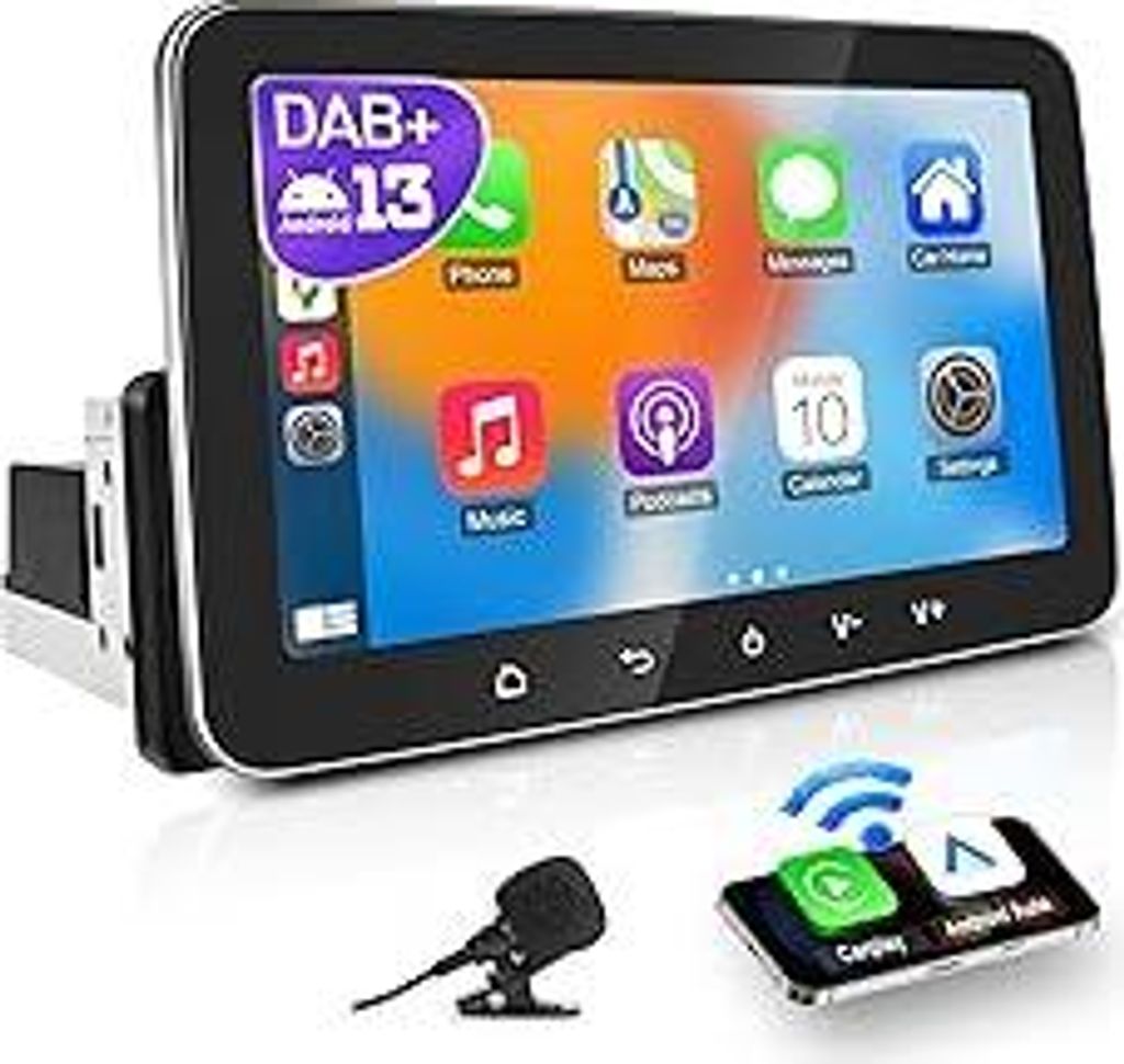 PORMIDO Autoradio mit Bildschirm DAB+, 7 Zoll 1 Din Android 13 Apple CarPlay Android Auto Touch Screen Display, Wireless Car Play Radio mit Bluetoo...