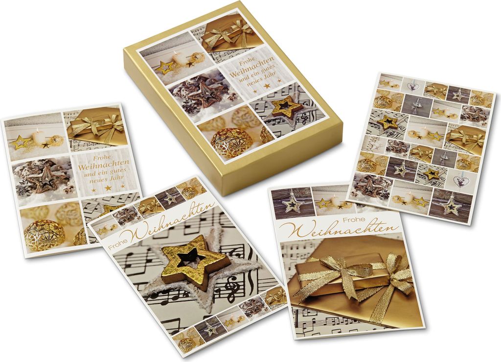 Weihnachten - Kartenbox mit 8 Karten und 8 Umschlägen - 4 Dekore á