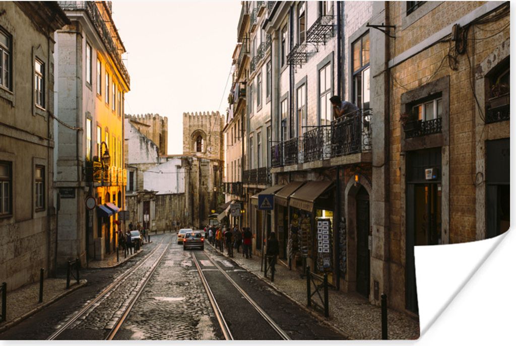 MuchoWow Poster Die portugiesischen Straßen der Alfama in Europa 90x60 cm - Schlafzimmer