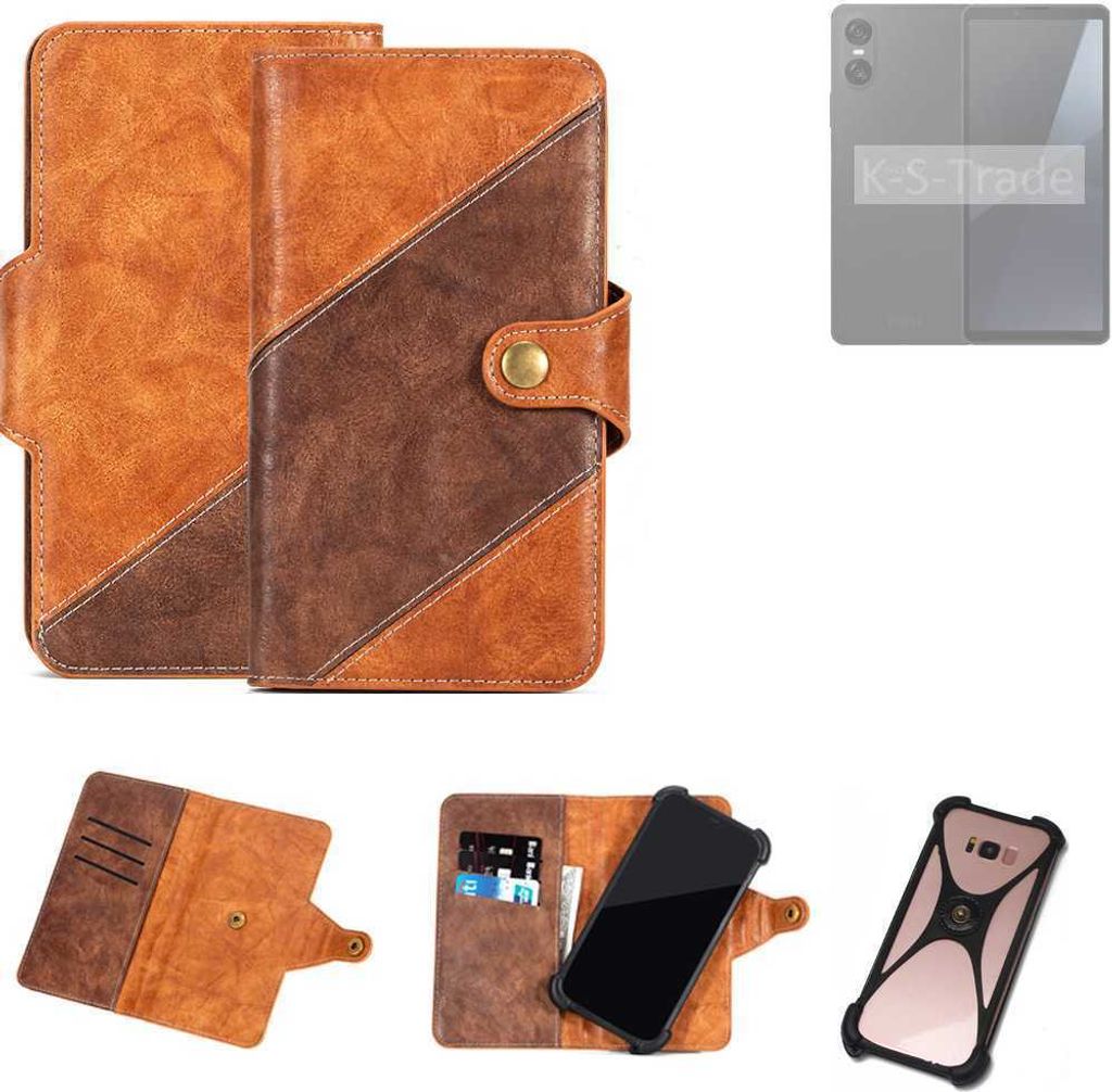 K-S-Trade Handyhülle Schutzhülle Bookstyle Case Wallet-Case kompatibel mit Sony Xperia 10 VI Cover Klapphülle Kantenschutz Smartphone dunkelbraun
