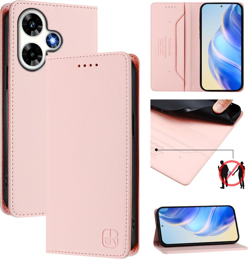 Lederhülle für Infinix Hot 30 4G Hülle Flip Brieftasche Kartenfächern Ständer Schutzhülle Pink