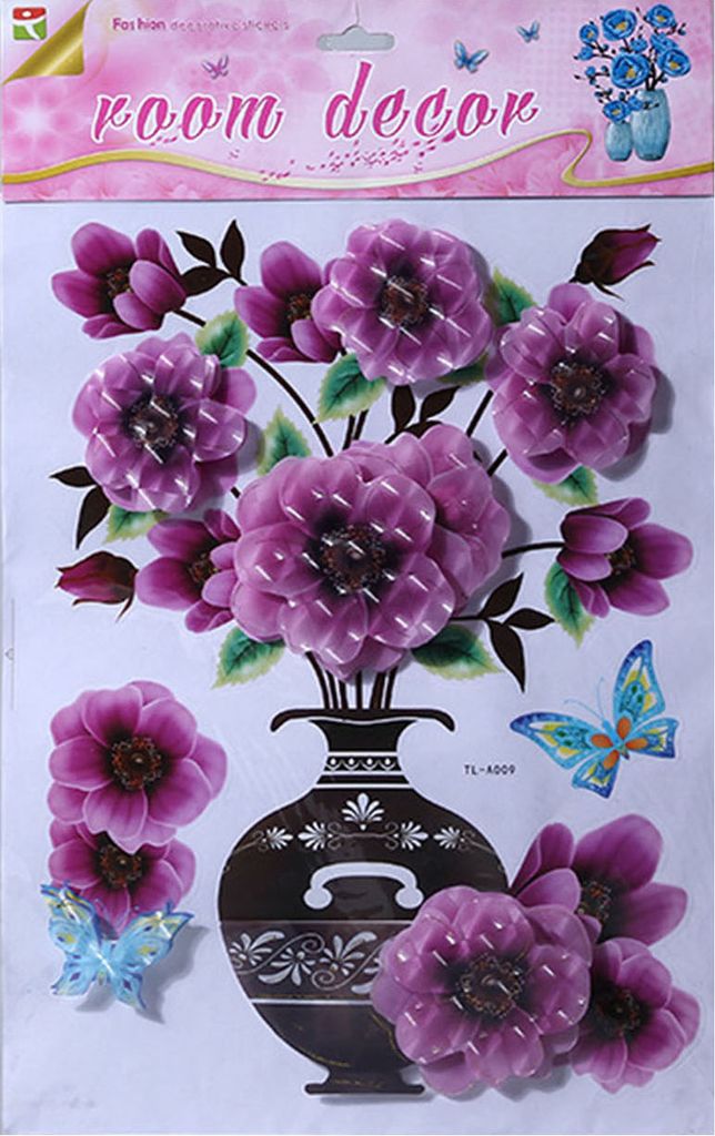 Vase Wandaufkleber Wasserdicht Schöne Simulation Schmetterling Blumenaufkleber DIY Dekoration Abnehmbare 3D Aufkleber DIY Fenster Schlafzimmer Dek...