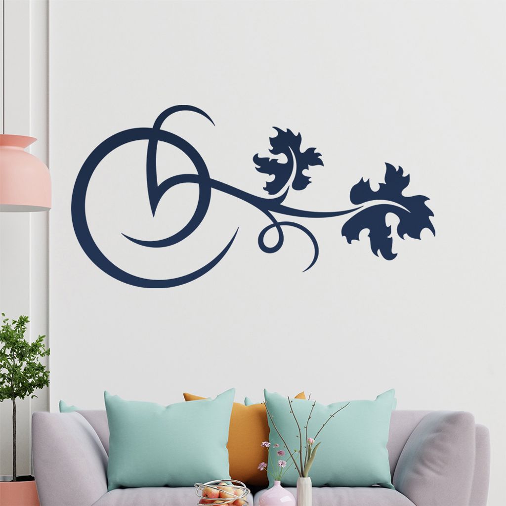 Blätter - Linien Wandtattoo in 6 Größen - Wandaufkleber Wall Sticker - Dekoration, Küche, Wohnzimmer, Schlafzimmer, Badezimmer
