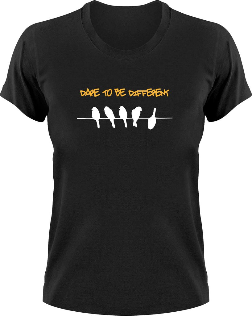 Styletex23 T-Shirt Dare To Be Different, Vögel, Damen schwarz, XL