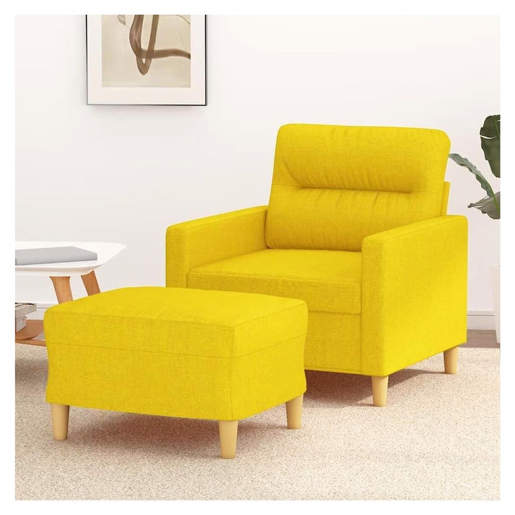 Sessel mit Hocker in Hellgelb, 60 cm, 19,8 KG