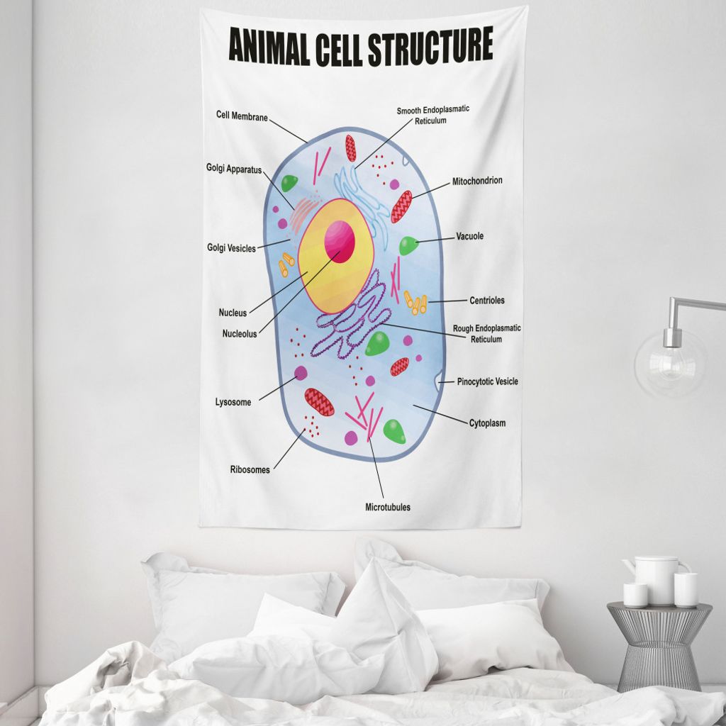 ABAKUHAUS Lehrreich Wandteppich und Tagesdecke, Animal Cell Study aus Weiches Mikrofaser Stoff Waschbar ohne Verblassen Digitaldruck, 140 x 230 cm,...
