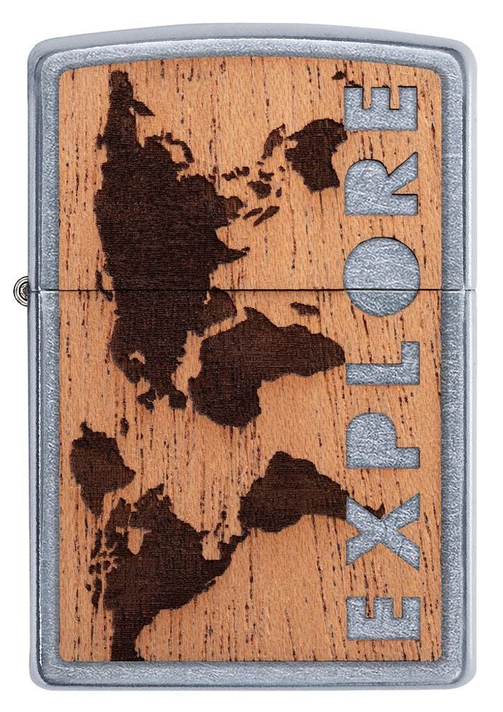 ZIPPO - Woodchuck Explore Design - Mapa světa stříbrný Obrázek produktu 