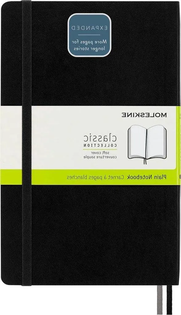 Carnet A5 noir souple avec élastique et 400 pages numérotées lignées