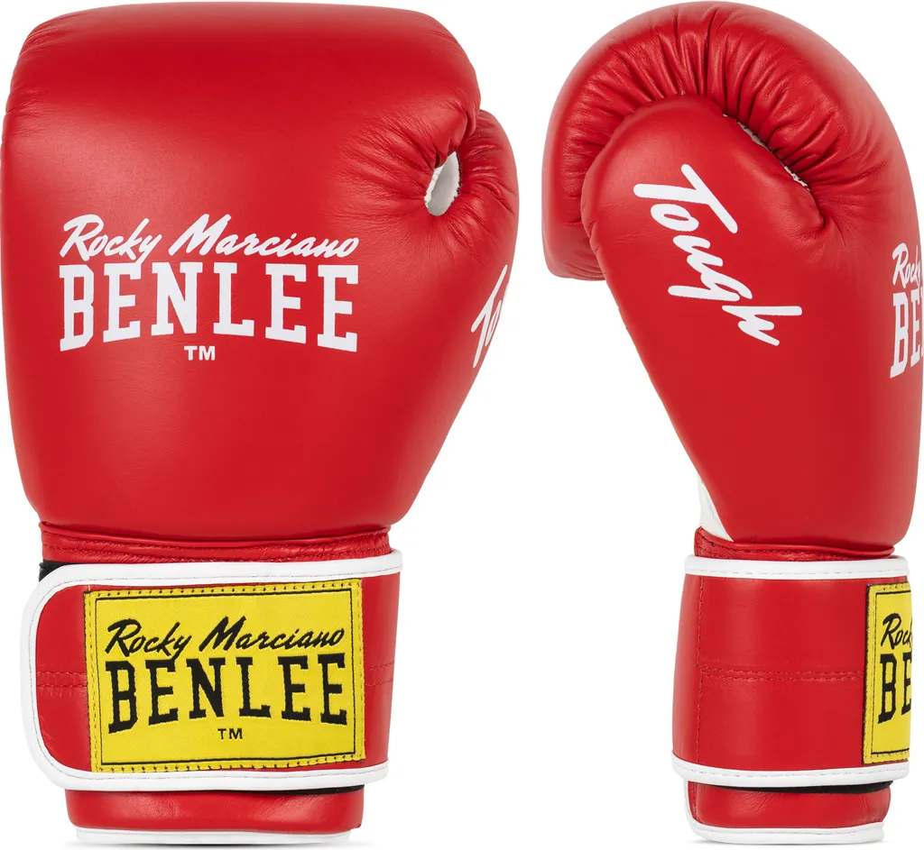 Gants de boxe en cuir TOUGH Benlee 16 oz rouge et blanc pour sparring