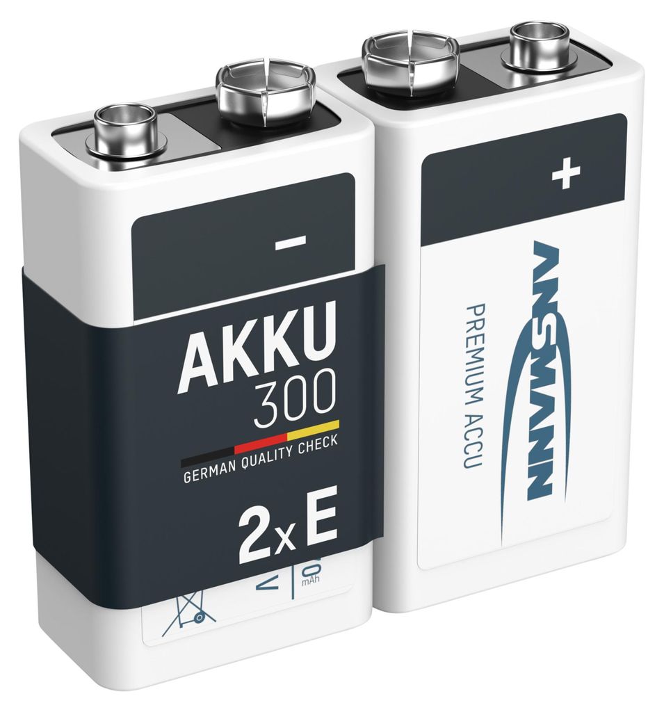 ANSMANN Akku 9V 300mAh E-Block NiMH – 1000x wiederaufladbar Produktbild 