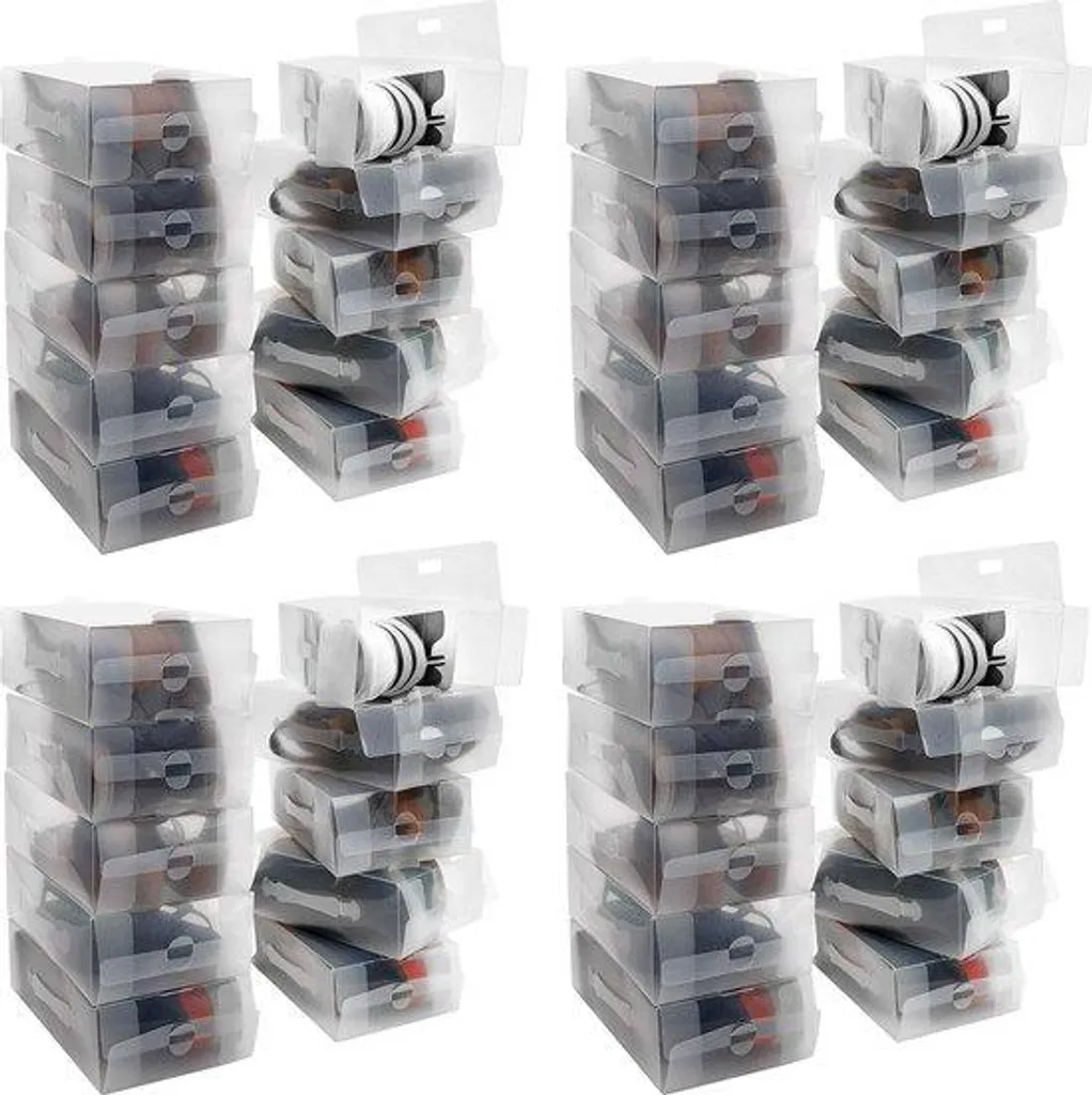 Boîte à chaussures empilable avec porte frontale lot de 40 bacs clairs