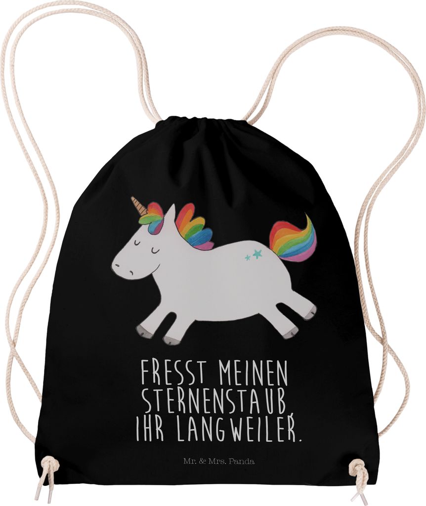 Mr. & Mrs. Panda Beutel Einhorn Happy - Schwarz - Geschenk, Produktbild 