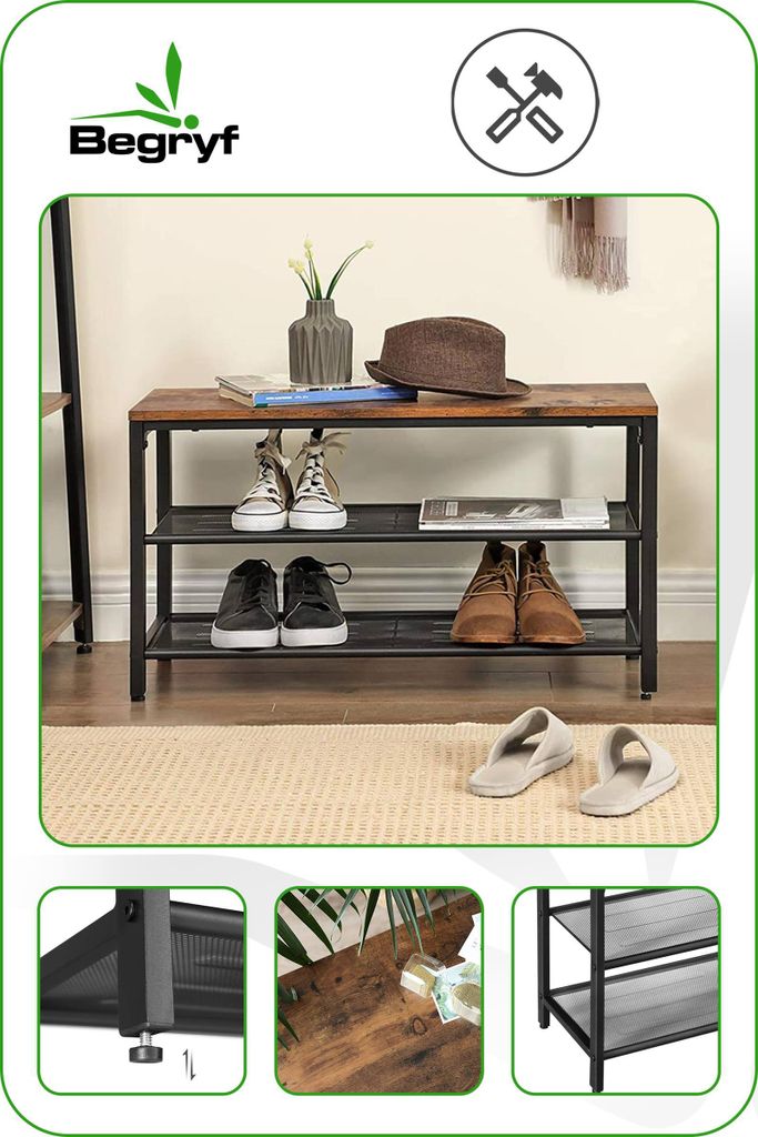 Dunkelbraunes Schuhregal mit Sitz Loft BEGRYF Kaufland.de