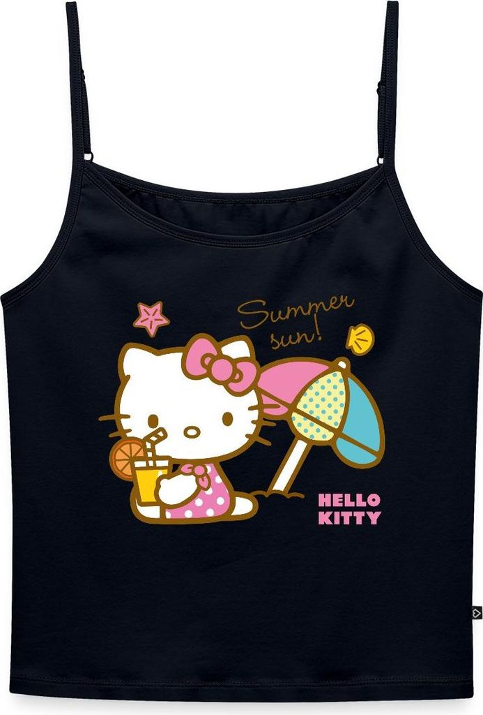Spreadshirt Hello Kitty Am Strand Summer Sun Frauen Spaghetti Tank Top, L, Navy