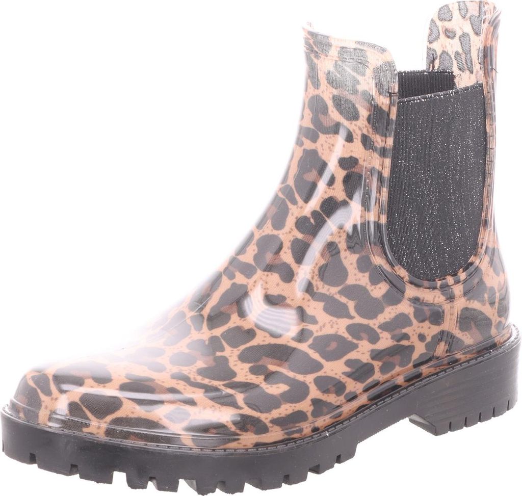 Jewels of Style Damen-Gummistiefel Leopard-Schwarz-Braun, Farbe:schwarz, EU Größe:36