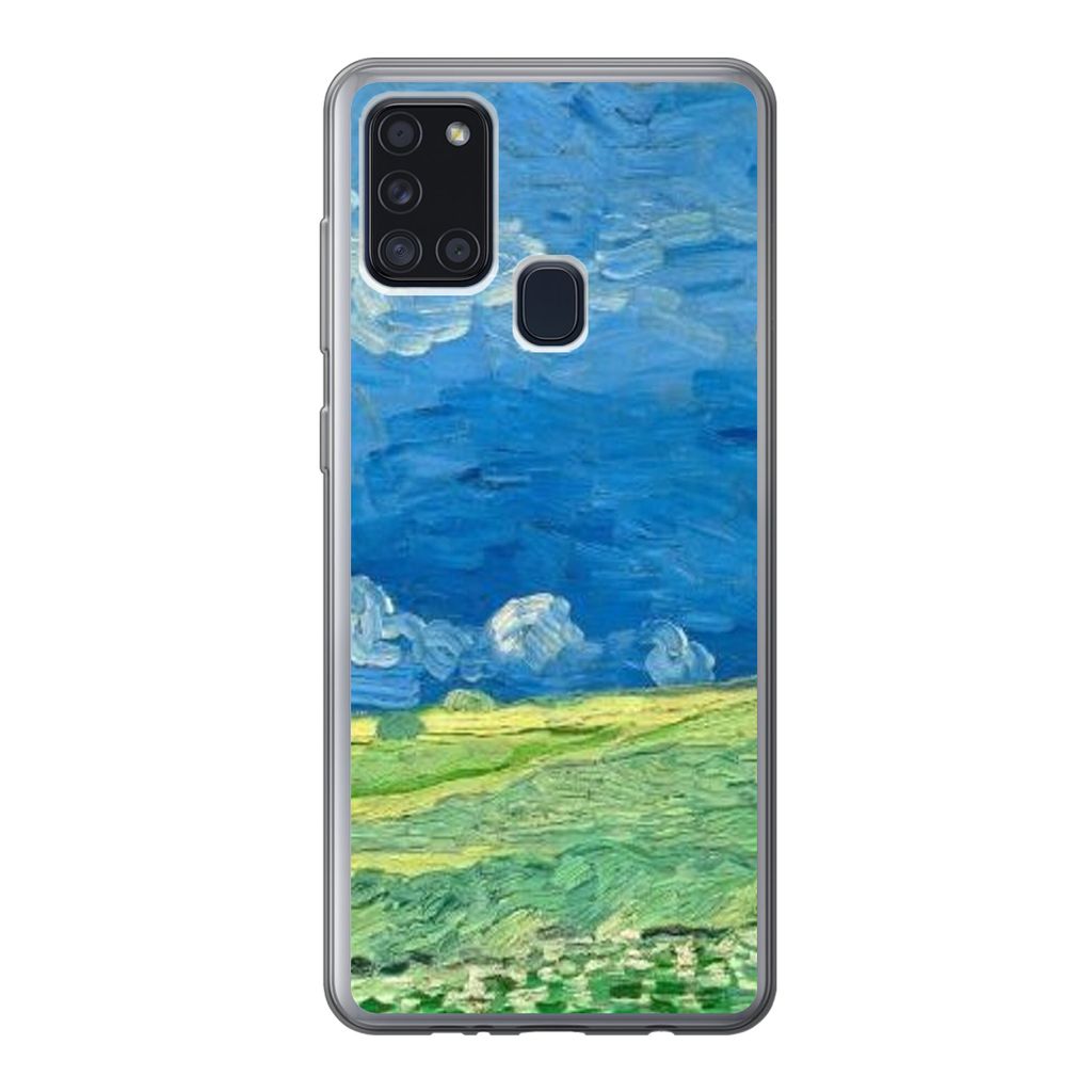 MuchoWow Handyhülle Schutzhülle Hülle für Samsung Galaxy A21s Weizenfeld unter Gewitterwolken - Vincent van Gogh Silikon Softcase Handy Hüll...