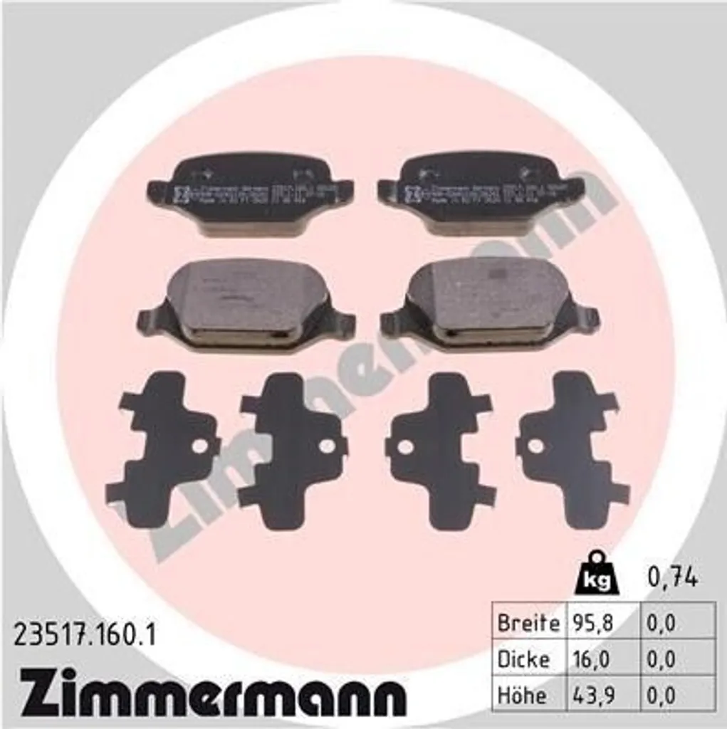 Plaquettes de Frein Zimmermann 23517.160.1 à Haute Résistance Thermique