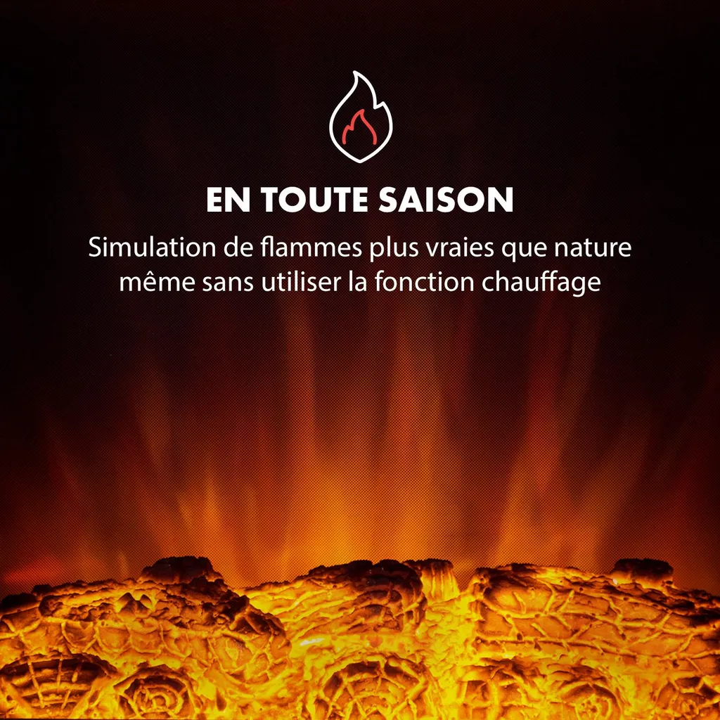 Cheminée électrique insert Kamini FXL 2000W - Chauffer sans conduit LED