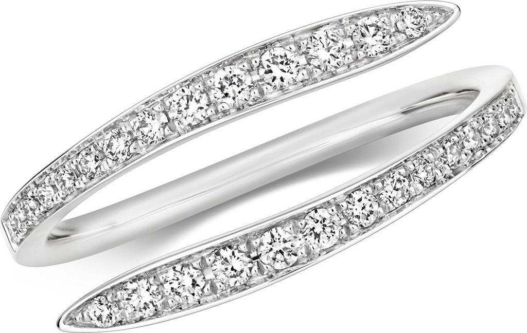 Edler 18 Karat (750) Weißgold Damen - Diamant Kreuz über Ring / Ring gekreuzt Brillant-Schliff 0.24 Karat G - VS, 53 (16.9); TRS21267RSM