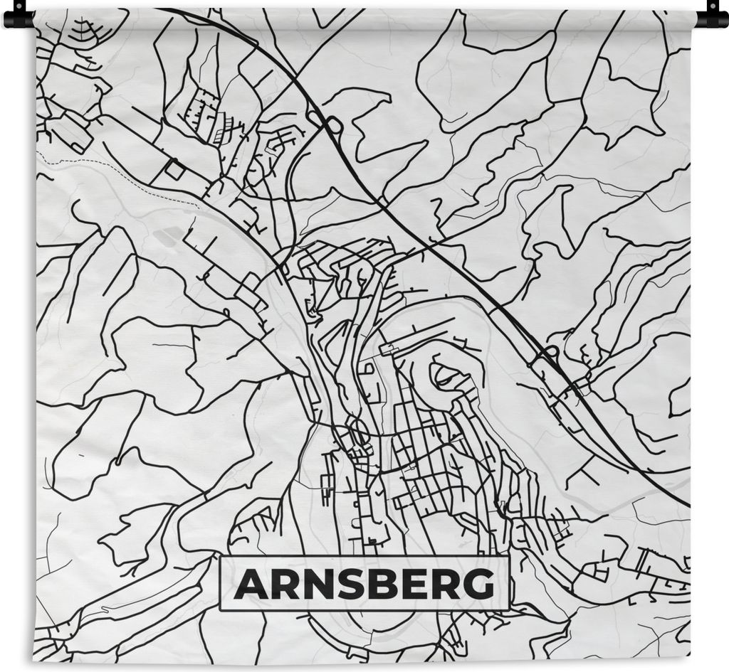MuchoWow Wandteppich Wandbehang Arnsberg - Karte - Stadtplan 60x60 cm Tapisserie Dekoration Wandtuch - Dekorationen - Wand Decke