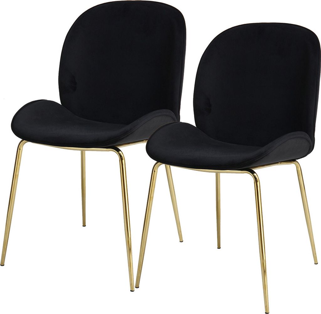 QIYANO Esszimmerstuhl 2er-Set Schwarz, Samt, Modern, Produktbild 