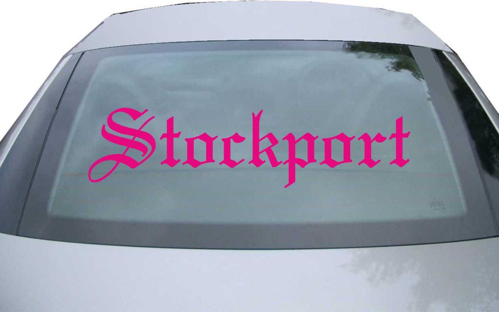 Indigos UG - Aufkleber Heckscheibe & Motorklappe DE6674 - pink - 600x150 mm - Stockport - Auto Scheiben Fenster Heckklappe Tuning Racing JDM - Die cut