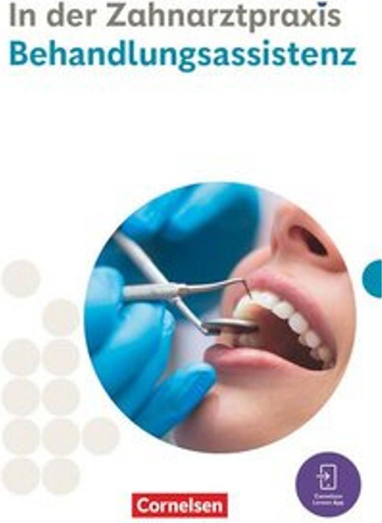 Close-up of a dental examination with a dentist's hands in blue gloves holding dental instruments near a patient's open mouth.
