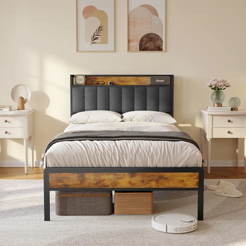 Lit plateforme standard 120x220 cm avec tête de lit escamotable BF25