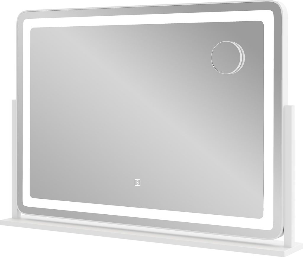 COSTWAY Schminkspiegel Kosmetikspiegel mit Beleuchtung, 10X Vergrößerung, 3 Lichtfarben & Touch-Steuerung, 360° drehbarer Hollywood Spiegel 80x55cm