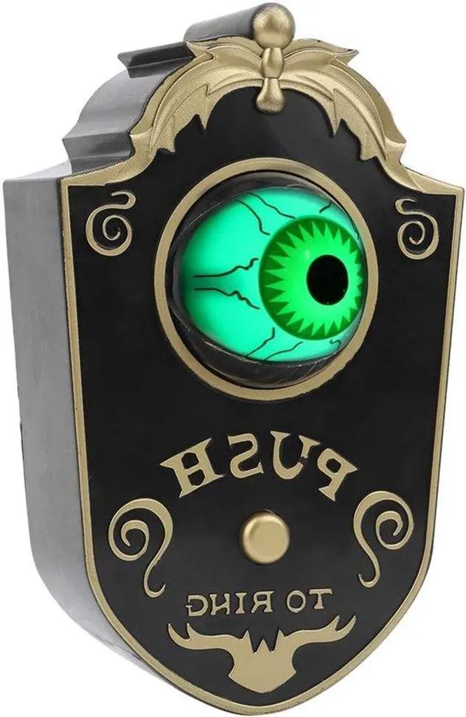 Décoration de Porte Halloween : Sonnette Interactive avec Œil Mobile