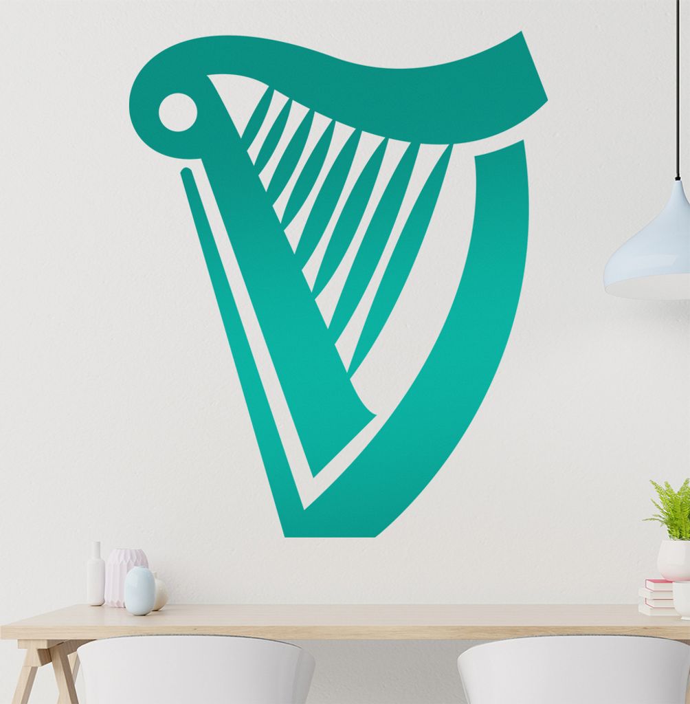 Harfe Wandtattoo in 6 Größen - Wandaufkleber Wall Sticker - Dekoration, Küche, Wohnzimmer, Schlafzimmer, Badezimmer