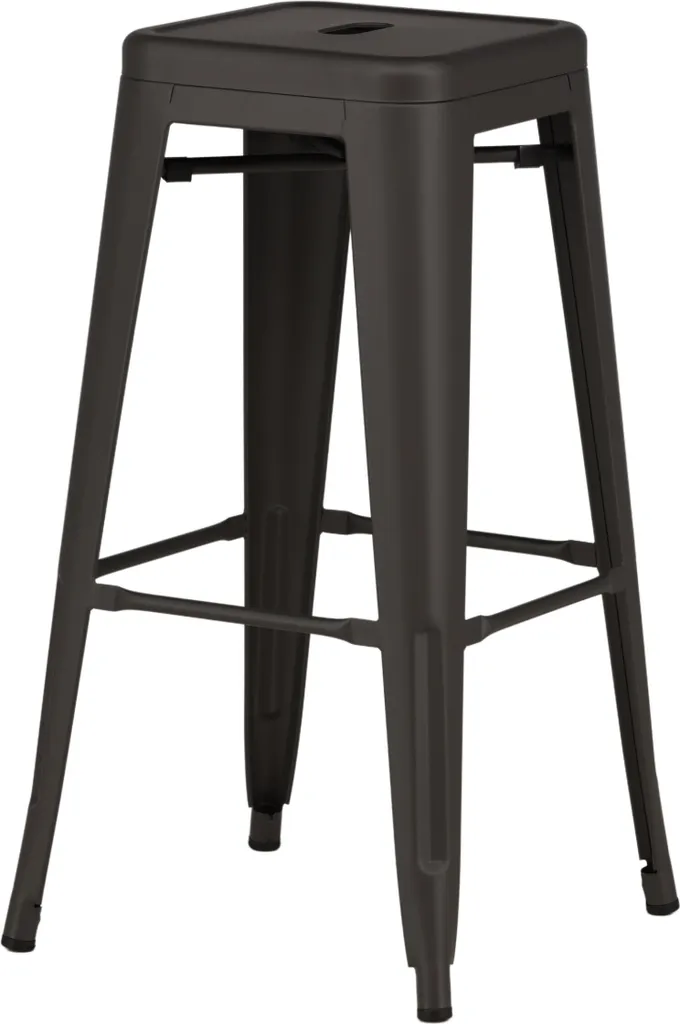 Tabouret de bar Tempe gris métal gain de place pour comptoir étroit