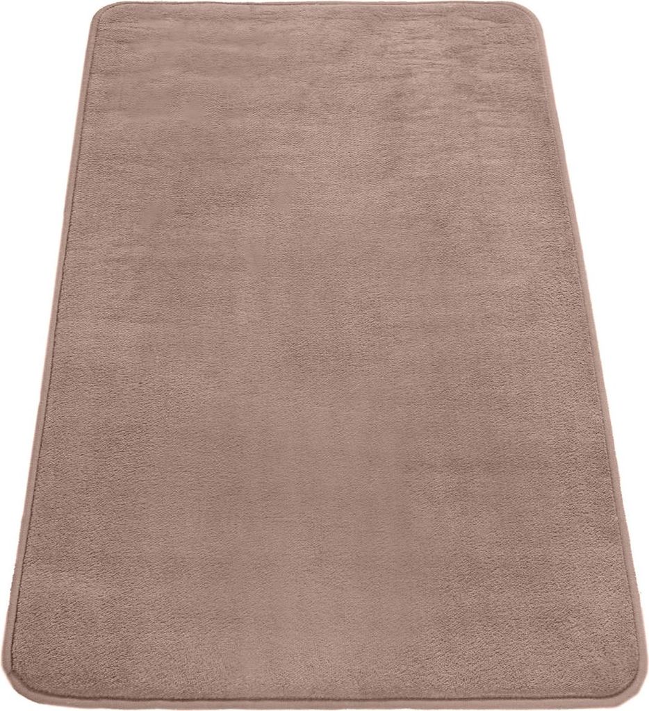 Waschbarer Teppich Badezimmer waschmaschinenwaschbar Unifarben Flur schmutzabweisend Beige Rechteckig 50x80 | 100% Polyester | Florhöhe: 1 mm