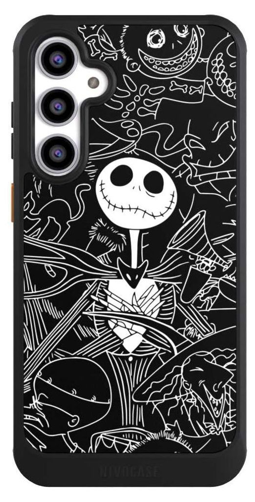 NIVOCASE Hülle für Samsung Galaxy S23 FE Handyhülle NIVOcore Case Schwarz Disney Halloween Nightmare Before Christmas