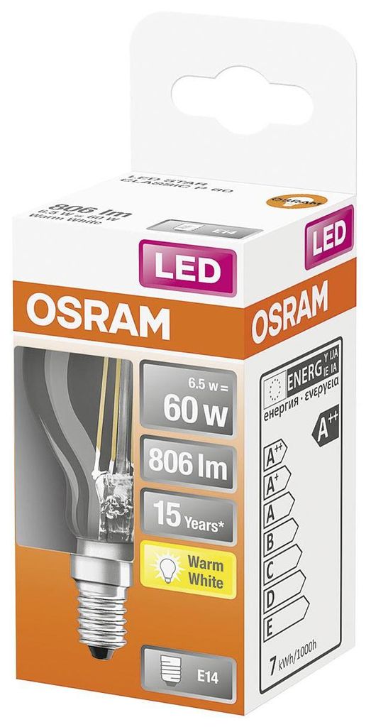 Osram STAR, 5,5 W, 60 W, E14, 806 lm, 15000 h, Ciepłe białe Zdjęcie produktu 