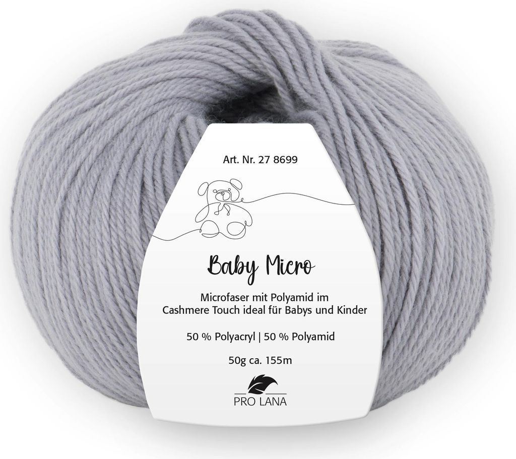 Pro Lana Baby Micro Garn super weich – 50% Polyacryl & 50% Polyamid, , ideal für Babydecken & Babykleidung 90 grau