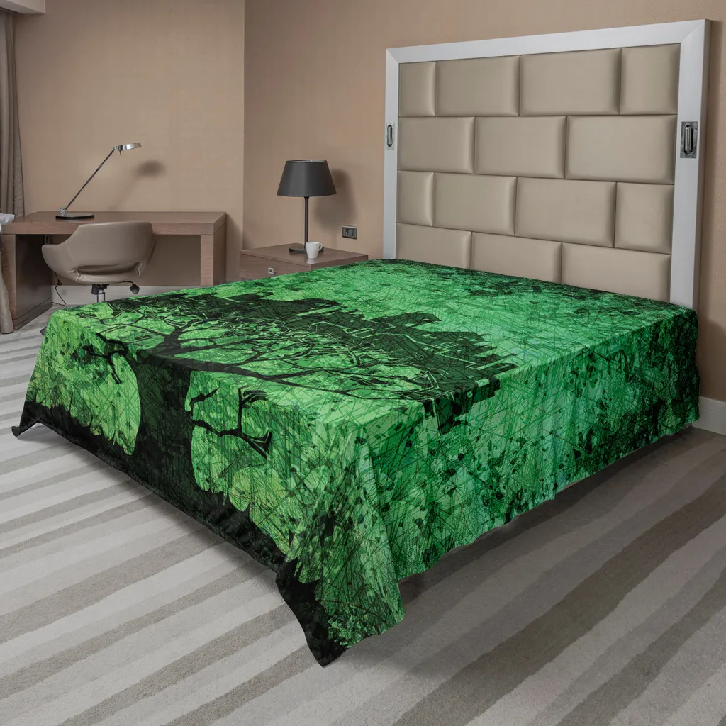 Drap de Lit Décoratif Thème Ville 275x260 cm pour Chambre Contemporaine