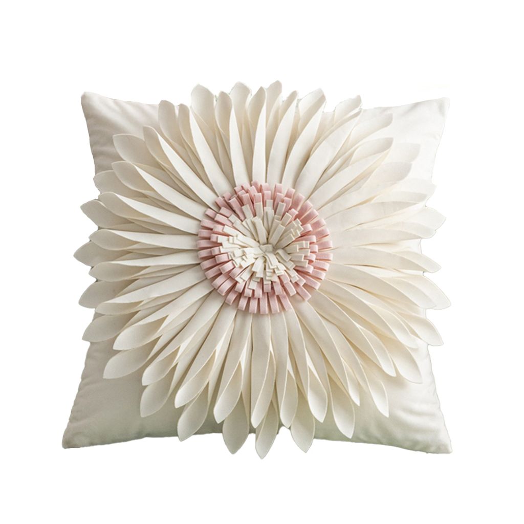 Throw Kissenbedeckung weich bequeme exquisite Chrysantheme Blütenblattkissenbezüge Wohnzimmerversorgung-Beige