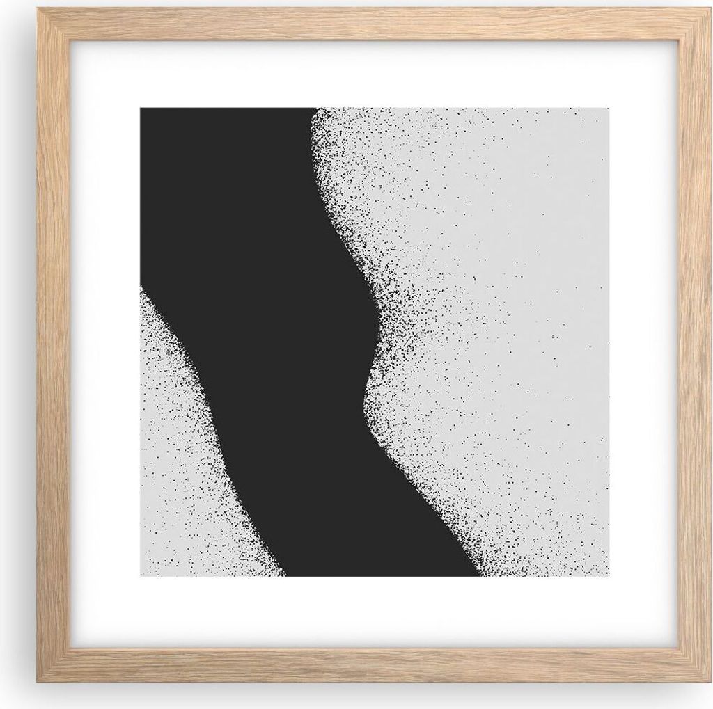 Gerahmtes Poster - Rahmen in heller Eiche - Schwarz Staub Weiß - 30x30 cm - Wand Bild - Wanddeko - Wandbilder - Kunstposter - Wandposter - Bilderr...