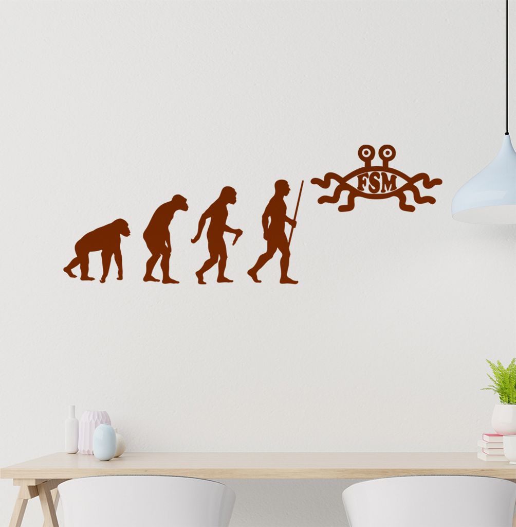 FSM Religion Evolution Wandtattoo Wandaufkleber Wall Sticker - Dekoration, Küche, Wohnzimmer, Schlafzimmer, Badezimmer