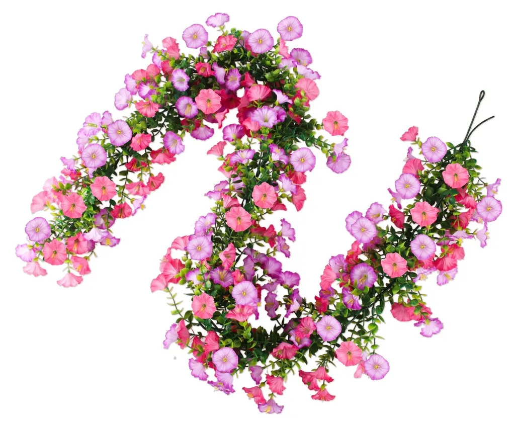 Lot de 2 Pétunias Artificiels 180cm Rose et Violet pour Décoration