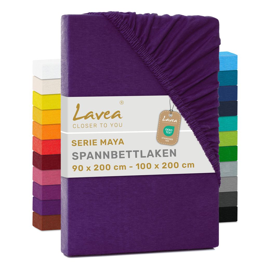 Lavea® Spannbettlaken 90x200cm - 100x200cm Maya Jersey, Produktbild 