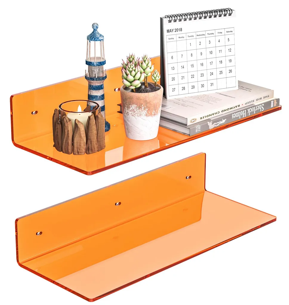 Support mural pour voitures miniatures et bougies, étagère orange 38cm