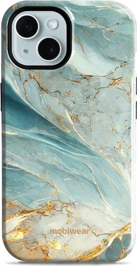 Handyhülle für iPhone 15, Mobiwear Elite Pro, Adern des Azur